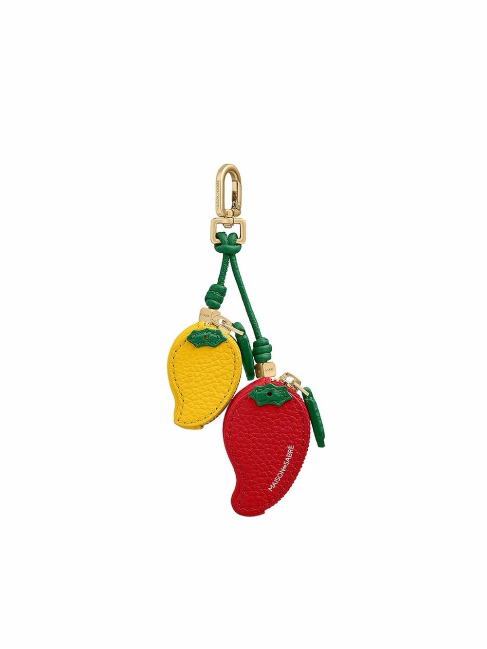 Handcrafted Leather Fruit Key & Card Holder Charm - Red & Yellow